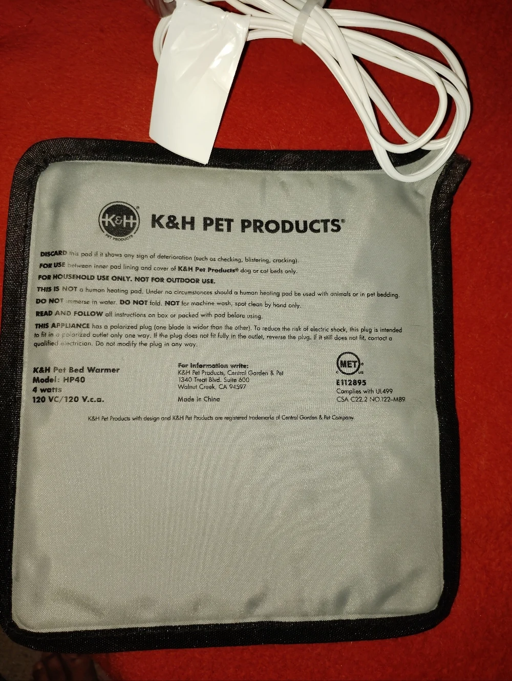 K&H Pet Bed Warmer Pad in Gray with Black Trim Small Size, For Cats & Dogs - Picture 4 of 10